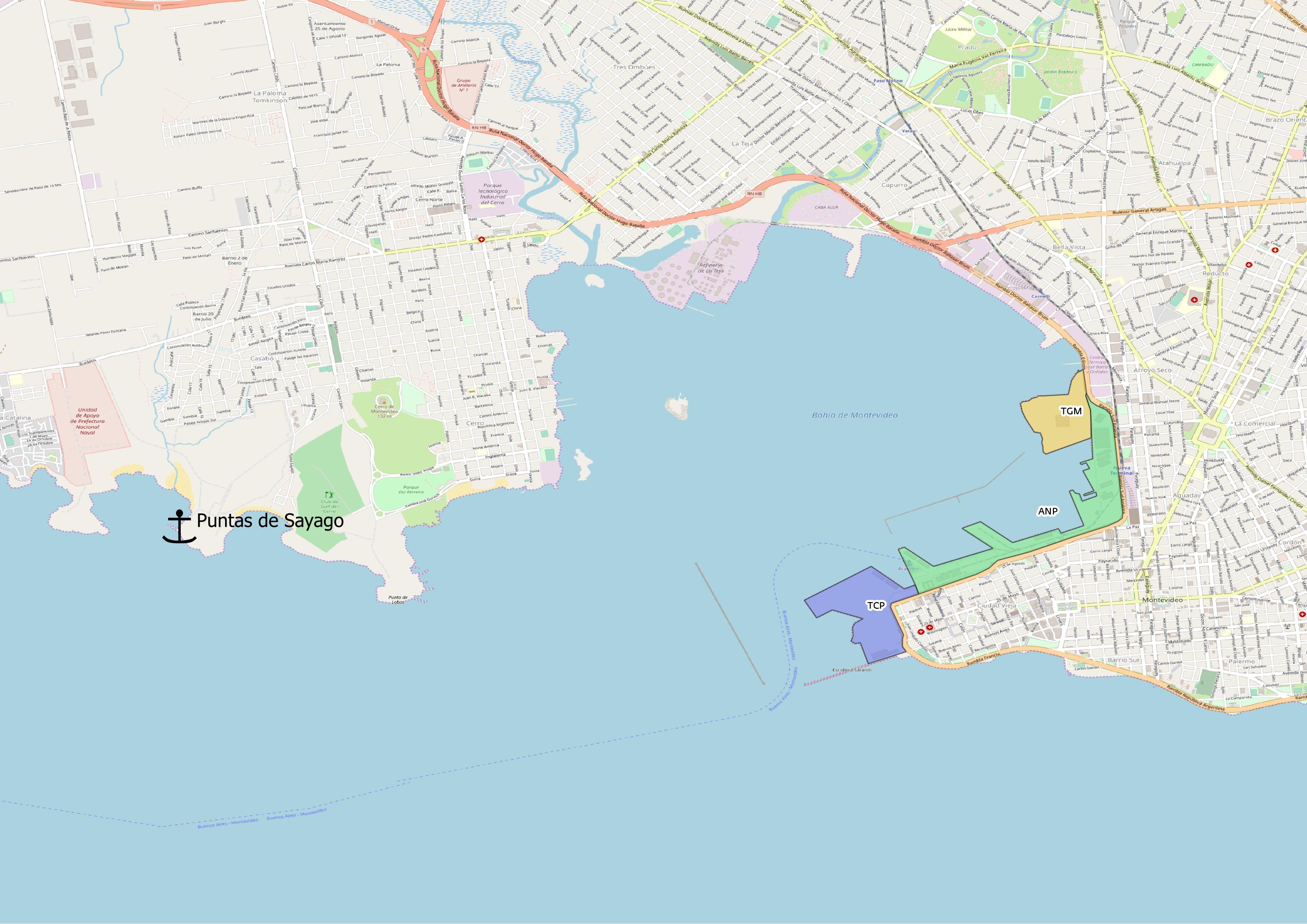 puntas de sayago y terminales de Montevideo